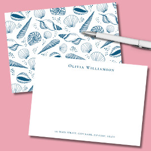 Blue Sea Shell Coastal Card