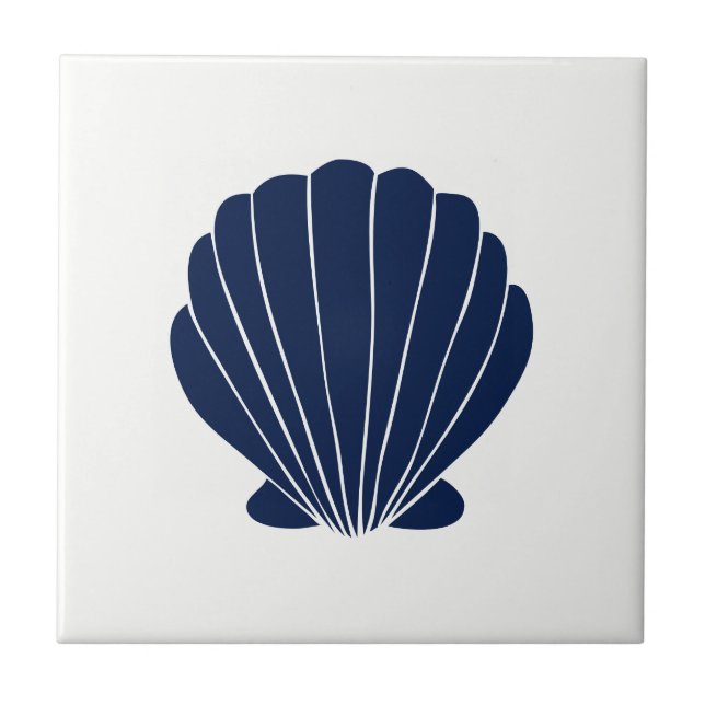 Blue Sea Shell on White Ceramic Tile (Front)