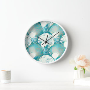 Blue sea shell pattern clock