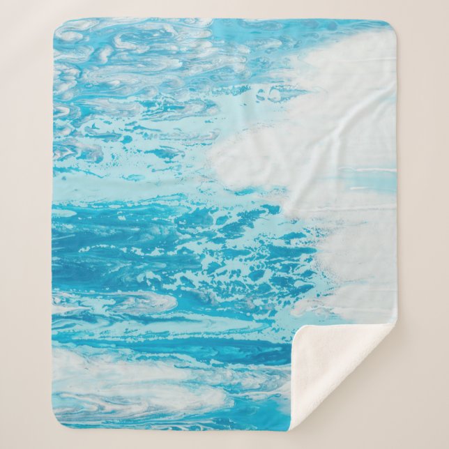 Blue sea sherpa blanket (Front)