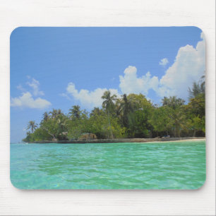 Blue Sea Sky White Clouds Maldives Template Mouse Mat