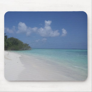 Blue Sea Sky White Clouds Sand Maldives Template Mouse Mat