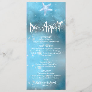 Blue Sea Summer Bon Appetit Wedding Flat Menu Card