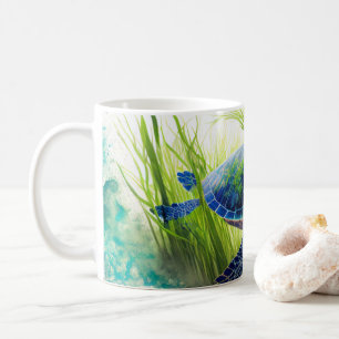 Blue Sea Turtle Art Coffee Mug