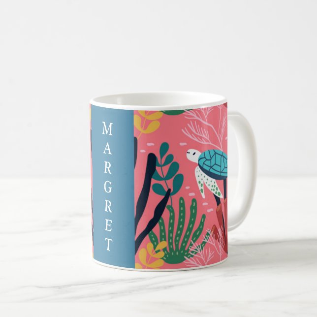 Blue Sea Turtle Coffee Mug (Front Right)