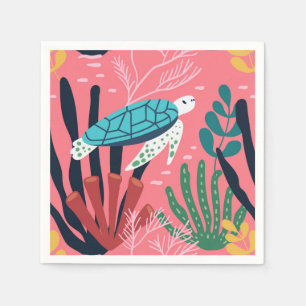 Blue Sea Turtle Napkin