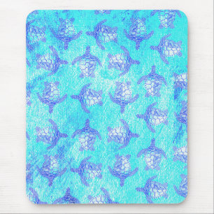 Blue Sea Turtle Print Mouse Mat
