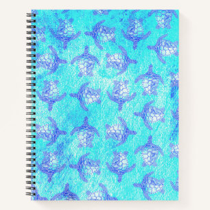 Blue Sea Turtle Print Notebook