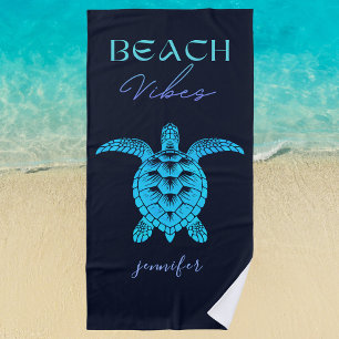 Blue Sea Turtle Watercolor Personalised  Beach Towel
