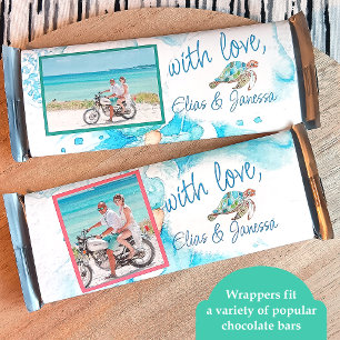 Blue Sea Turtle Wedding Candy Bar Wrapper