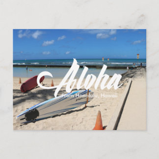 blue sea Waikiki beach Honolulu hawaii postcard