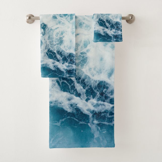 Blue Sea Water Bath Towel Set (Insitu)