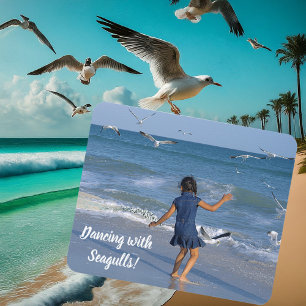 Blue Sea water Beach Joy Dance Words Photo Mouse Mat