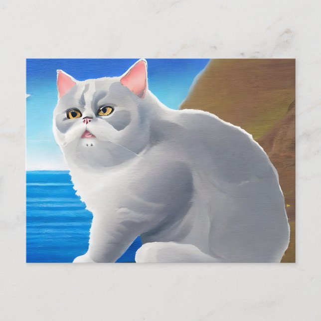 Blue Sea water British Shorthair Postcard (Front)