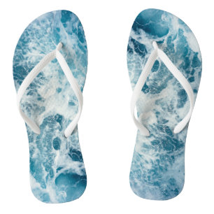 Blue Sea Water Flip Flops