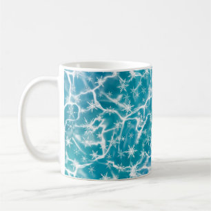 Blue Sea Water with Snow Flakes Coffee Mug