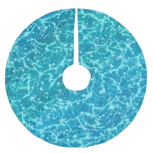 Blue sea Water with Sparkles Brushed Polyester Tree Skirt