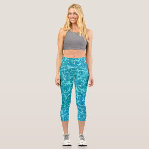 Blue sea Water with Sparkles Capri Leggings
