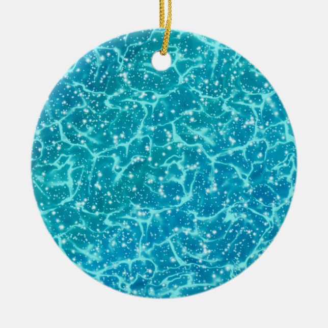 Blue sea Water with Sparkles Ceramic Tree Decoration (Front)