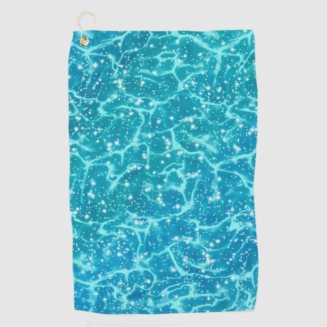 Blue sea Water with Sparkles Golf Towel (Front)