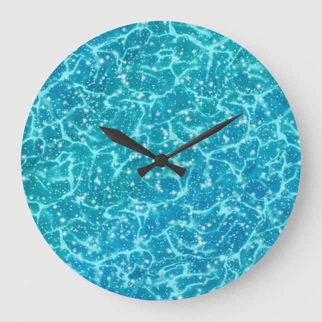 Blue sea Water with Sparkles Large Clock (Front)