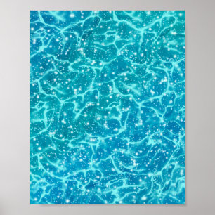 Blue sea Water with Sparkles Poster