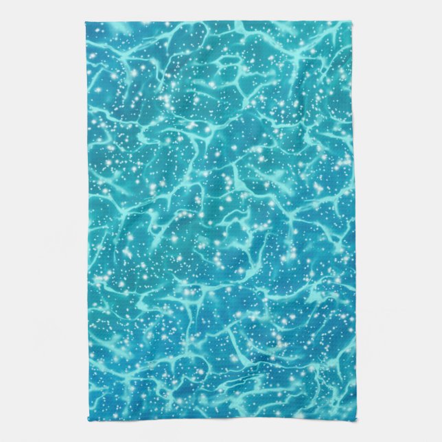 Blue sea Water with Sparkles Tea Towel (Vertical)