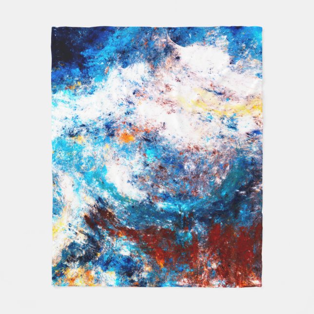 Blue sea wave. Artistic splashes of bright paints. Fleece Blanket (Front)