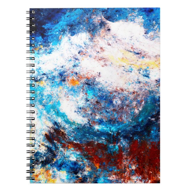 Blue sea wave. Artistic splashes of bright paints. Notebook (Front)