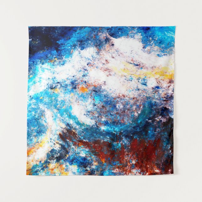 Blue sea wave. Artistic splashes of bright paints. Tapestry (Front)