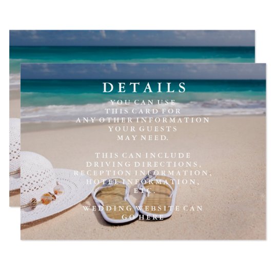 Blue Sea Waves and Sand Beach Wedding Information Card
