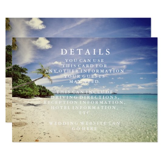 Blue Sea Waves and Sand Beach Wedding Information Card