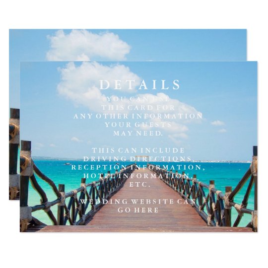 Blue Sea Waves and Sand Beach Wedding Information Card