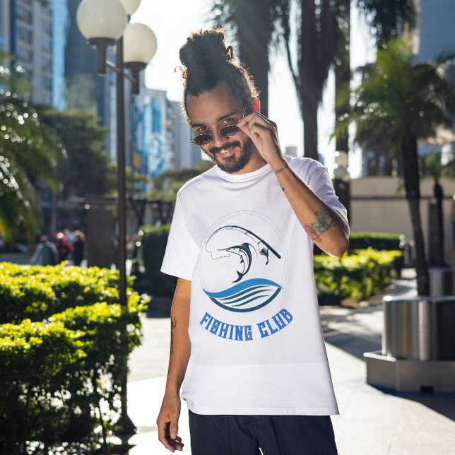 Blue Sea White Fishing Club T-Shirt (Creator Uploaded)