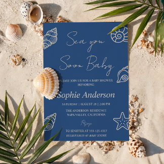 Blue Sea You Soon Baby Shower Invitation