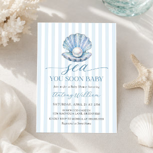 Blue Sea You Soon Baby Shower Invitation