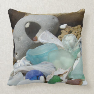 Blue Seaglass custom Throw Pillows Sea Glass