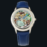 Blue Seaglass Watches custom Sea Glass Shells<br><div class="desc">Blue Seaglass Watches custom Sea Glass Shells Seaglass Watch Blue Green SEA GLASS, custom designer WATCHES agates Shells, Personalised gifts Seaglass Beach Coastal Watches Change Bands and Watch Faces. Thanks to all of You for Liking and Sharing this Art Gift Site with your family, friends and coworkers. Bookmark this site...</div>