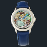 Blue Seaglass Watches custom Sea Glass Shells<br><div class="desc">Blue Seaglass Watches custom Sea Glass Shells Seaglass Watch Blue Green SEA GLASS, custom designer WATCHES agates Shells, Personalised gifts Seaglass Beach Coastal Watches Change Bands and Watch Faces. Thanks to all of You for Liking and Sharing this Art Gift Site with your family, friends and coworkers. Bookmark this site...</div>