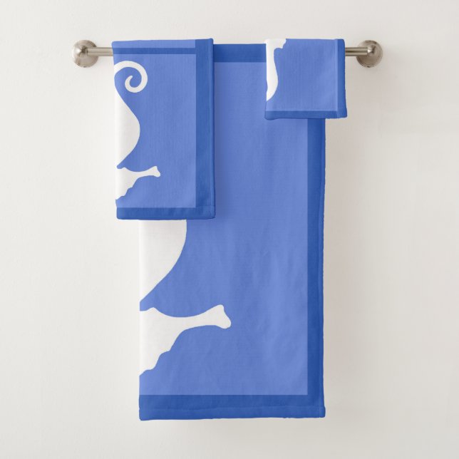 Blue Seahorse Bath Towel Set (Insitu)