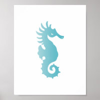 Blue Seahorse Beach Art Print