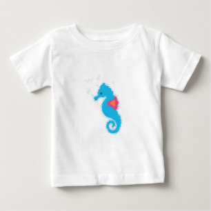 Blue Seahorse Cartoon Baby T-Shirt