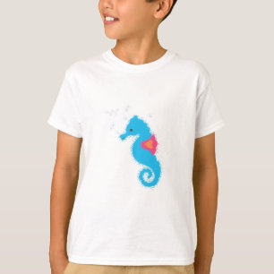 Blue Seahorse Cartoon T-Shirt