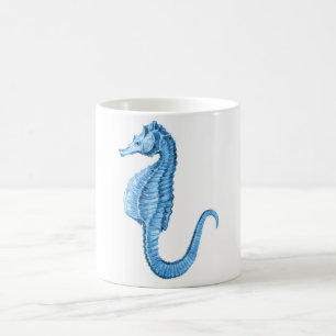 Blue seahorse coastal nautical ocean beach coffee mug