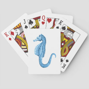 Blue seahorse coastal nautical ocean beach playing cards