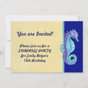 Blue Seahorse Invitations