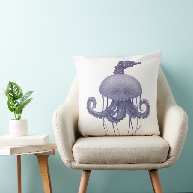 BLUE SEAHORSE JELLYFISH  CUSHION (Chair)