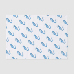 Blue seahorse nautical coastal ocean beach tissue paper