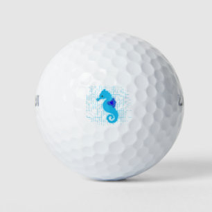 Blue Seahorse On Distressed Background Golf Balls