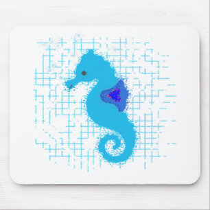 Blue Seahorse On Distressed Background Mouse Mat